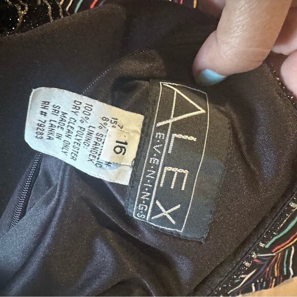 Vintage Alex Evenings Metallic Black Dress Set – Elegant Formalwear - Picture 8 of 15